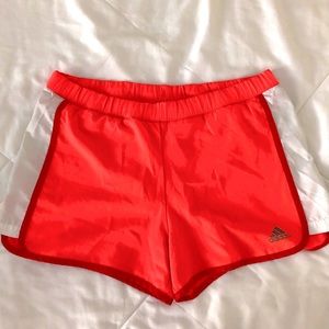 Neon pink and red Adidas climalite running shorts size S